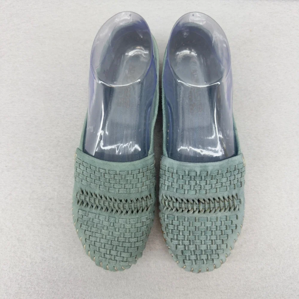 Adam Tucker Me Too‎ Lanna Leather Upper Woven Slip On Loafers Blue Green Shoes 6